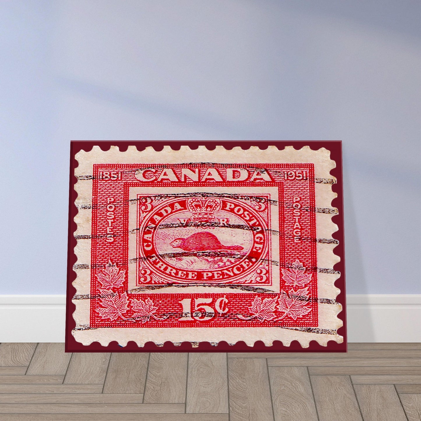 Beaver Canada 1951 Red Canvas Print Material