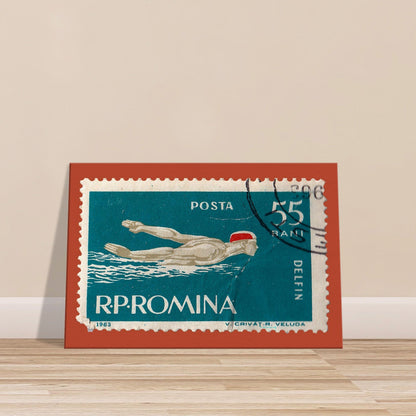 Swimming Romania 1963 Orange Canvas Print Material