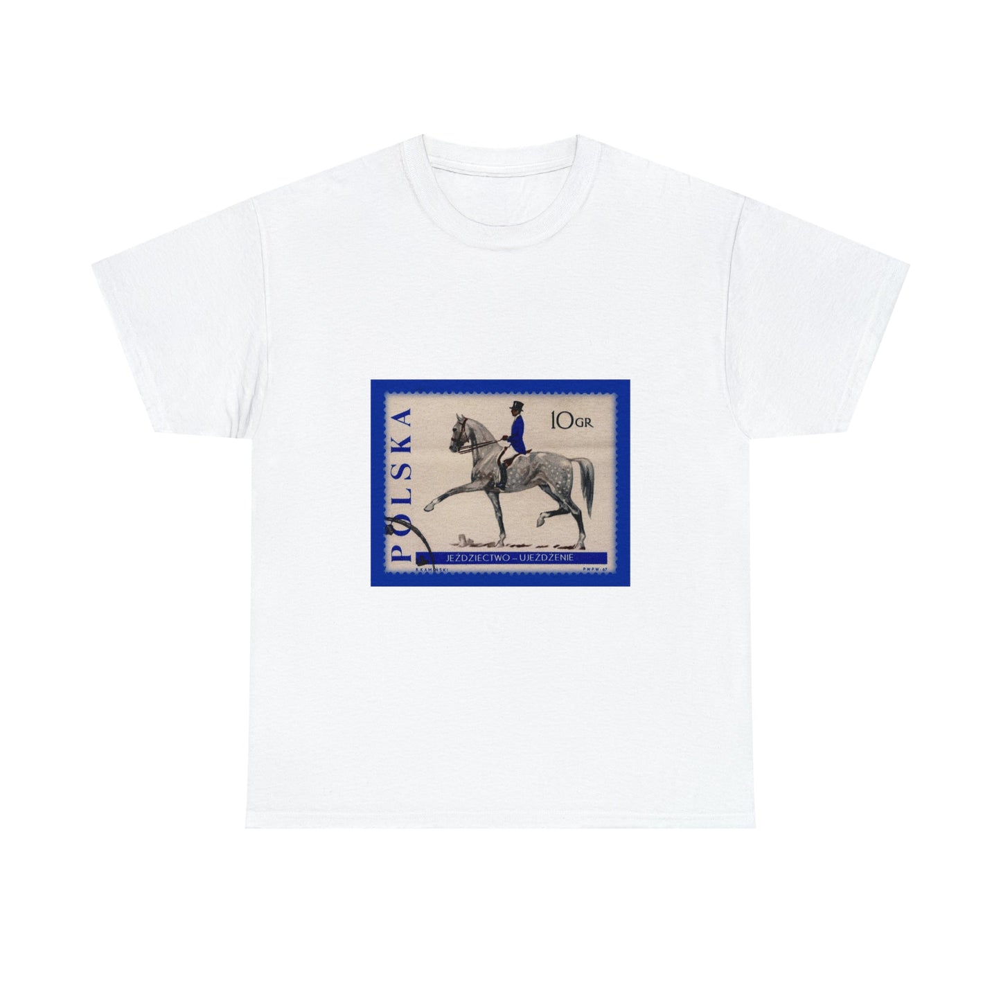 Horse Riding Blue Stampart Cotton Tee T-Shirt