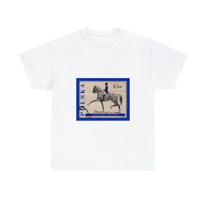 Horse Riding Blue Stampart Cotton Tee T-Shirt