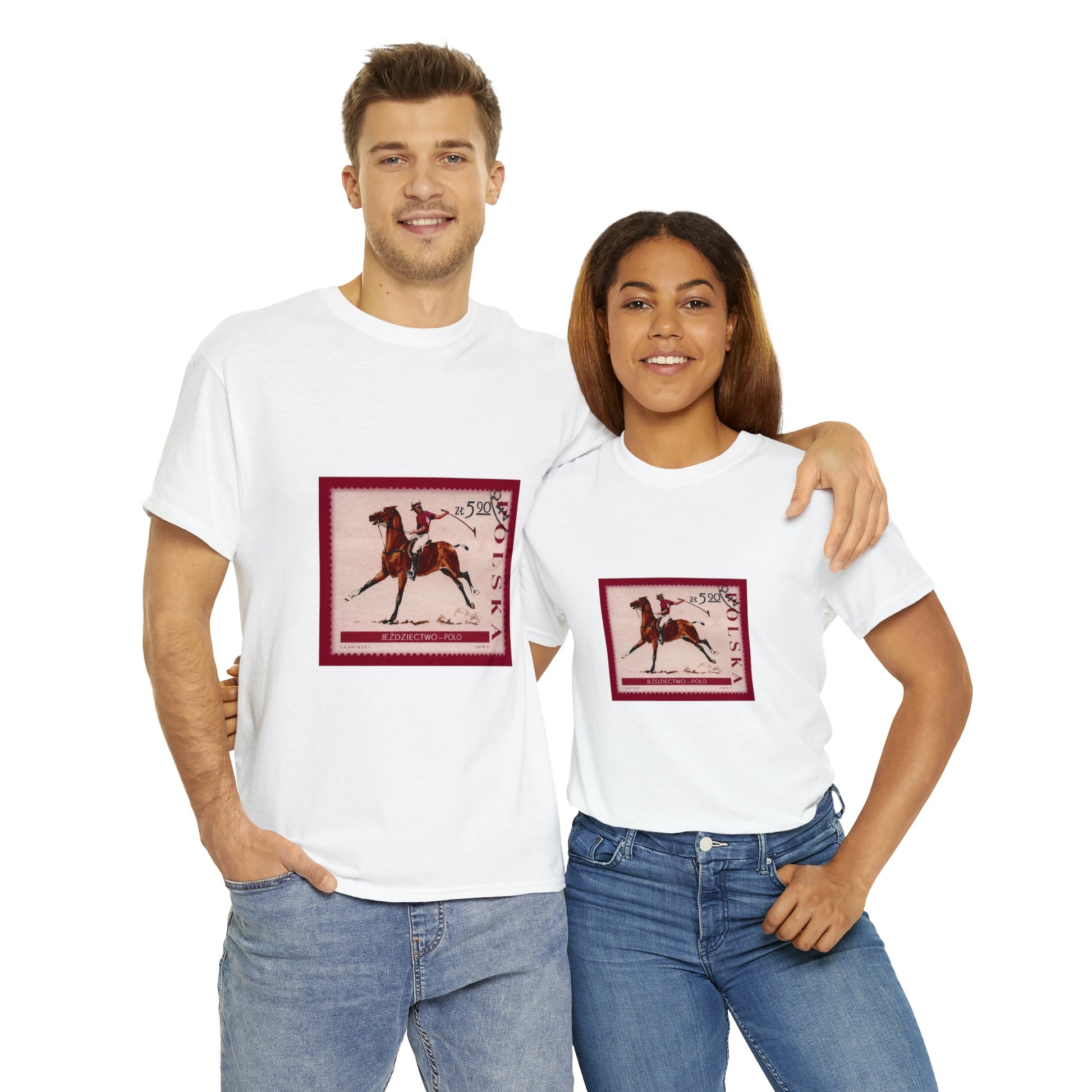 Horse Riding Stampart Cotton Tee T-Shirt