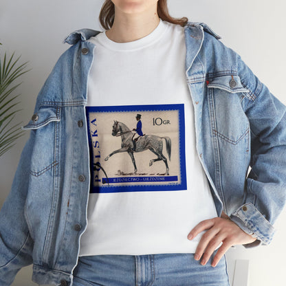 Horse Riding Blue Stampart Cotton Tee T-Shirt