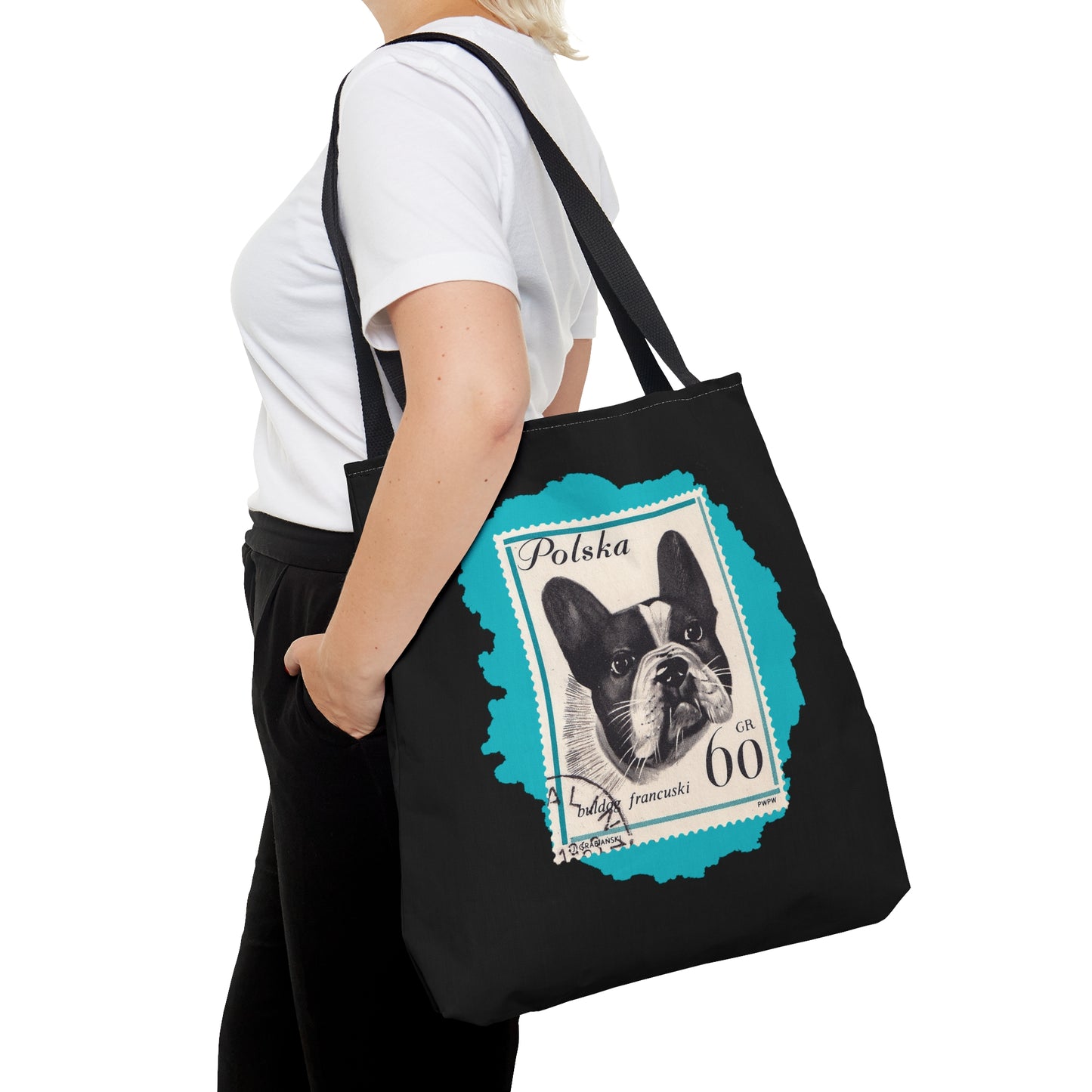 Vintage French Bulldog StampArt White Dog Tote Bag