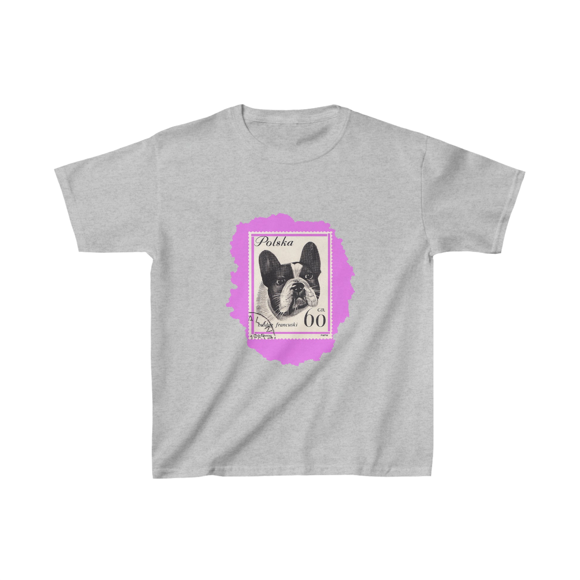 Pink french bulldog Gray tee for kids