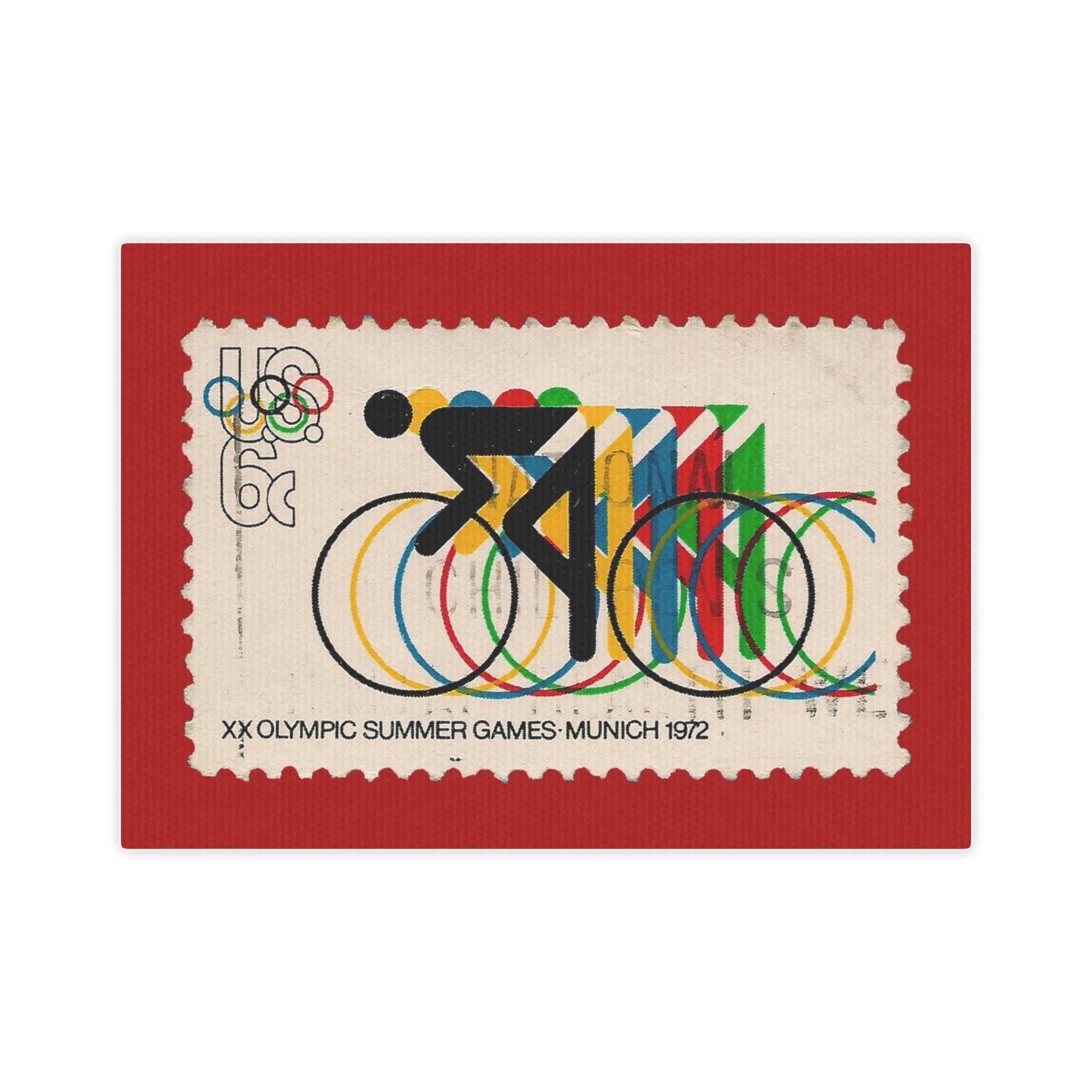 Bike Riders Us Olympics 1972 Red Canvas Photo Tile 7 X 5 (Horizontal) / 0.5