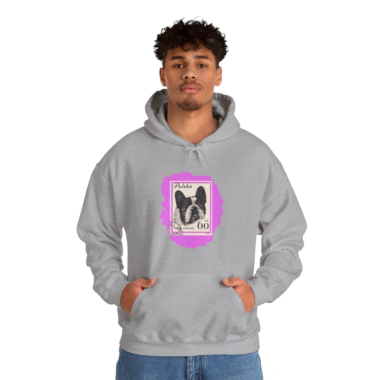 Bulldog Hoodie Pink StampArt Sweatshirt