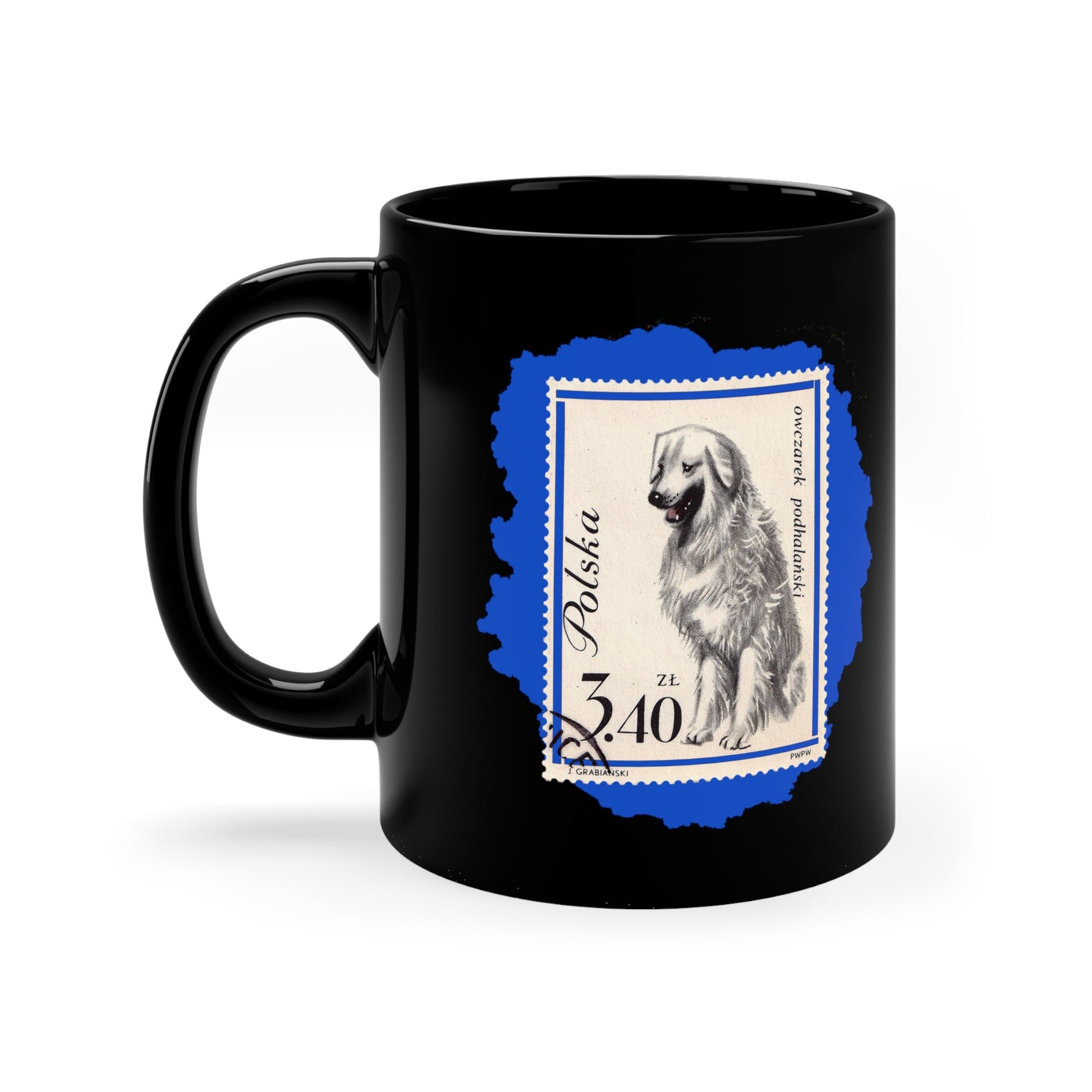 Tatra Shepherd Dog Stampart Black Coffee Mug