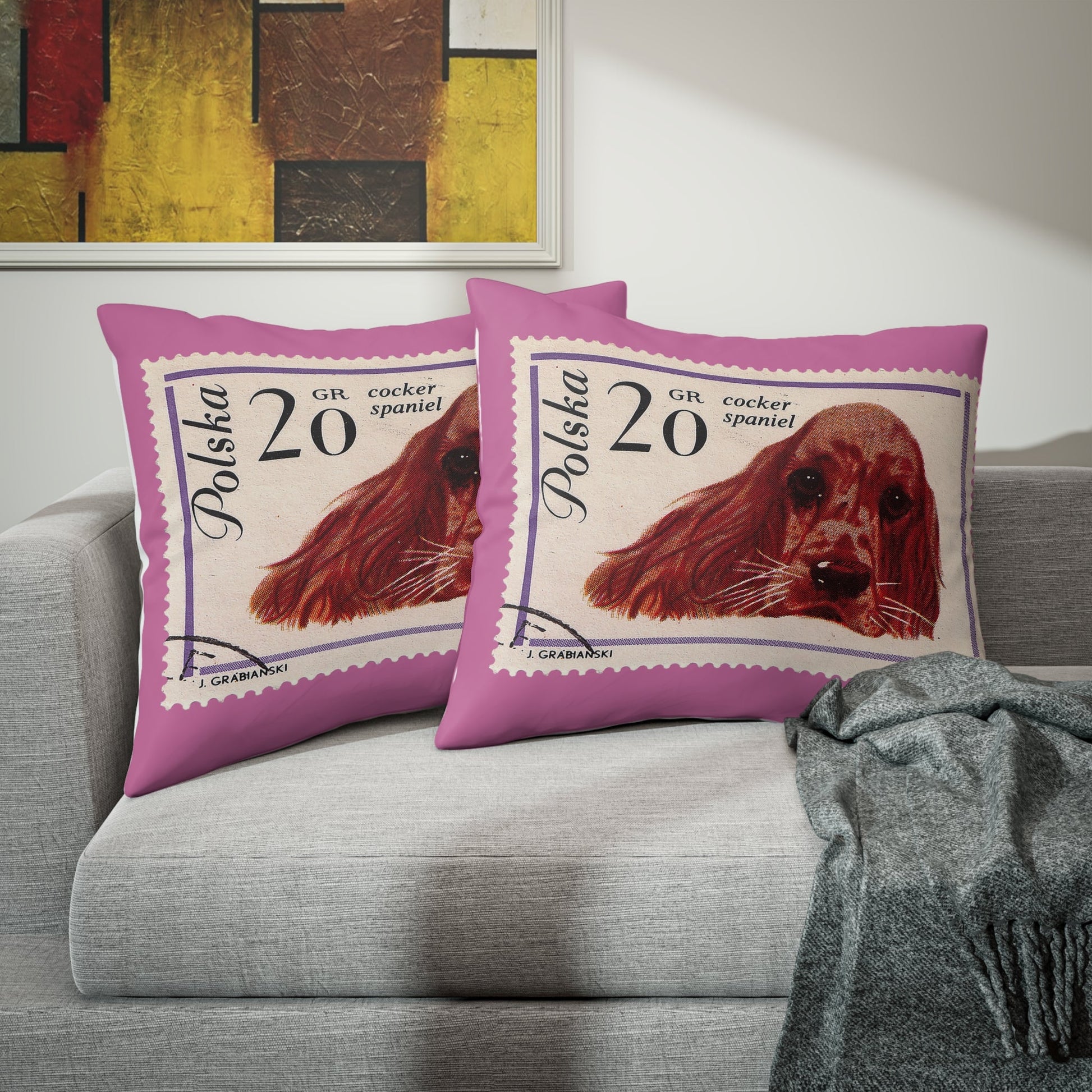 Cocker Spaniel Stampart Pink Pillow Case Home Decor