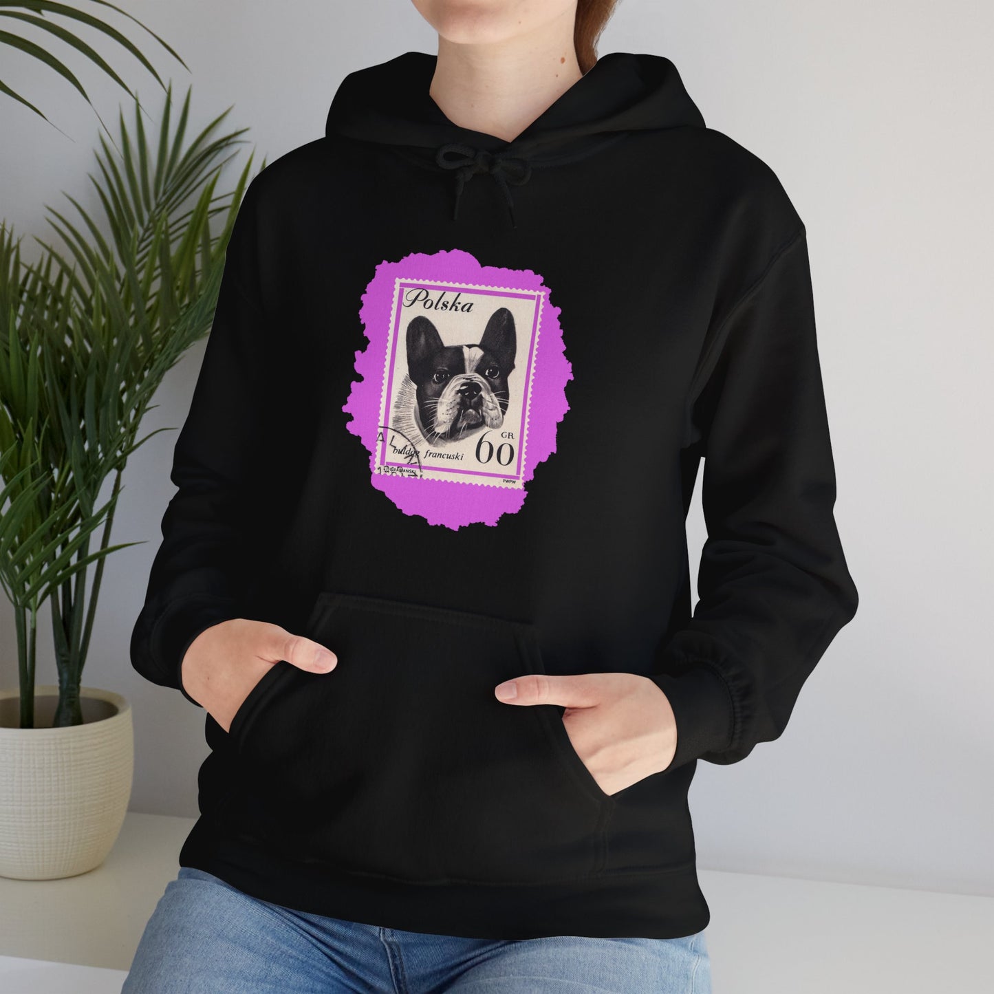 Bulldog Hoodie Pink StampArt Sweatshirt