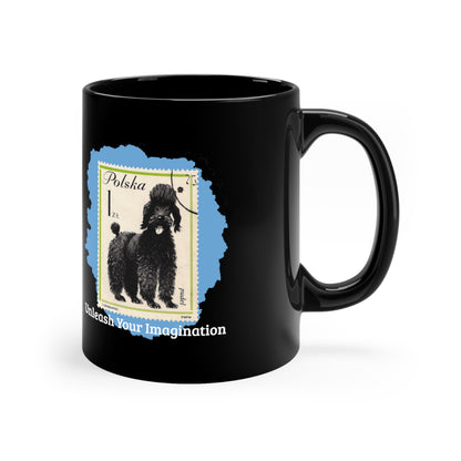 Poodle StampArt Black Coffee Mug, Blue