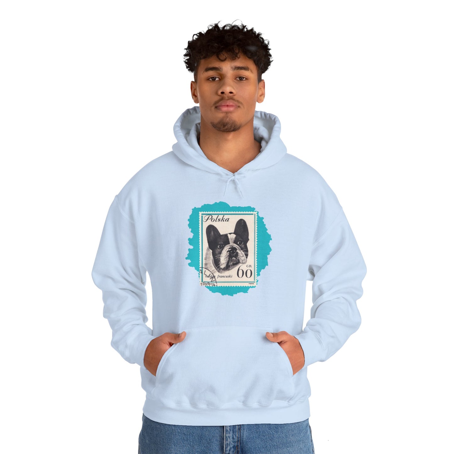 Bulldog Hoodie Blue StampArt Sweatshirt