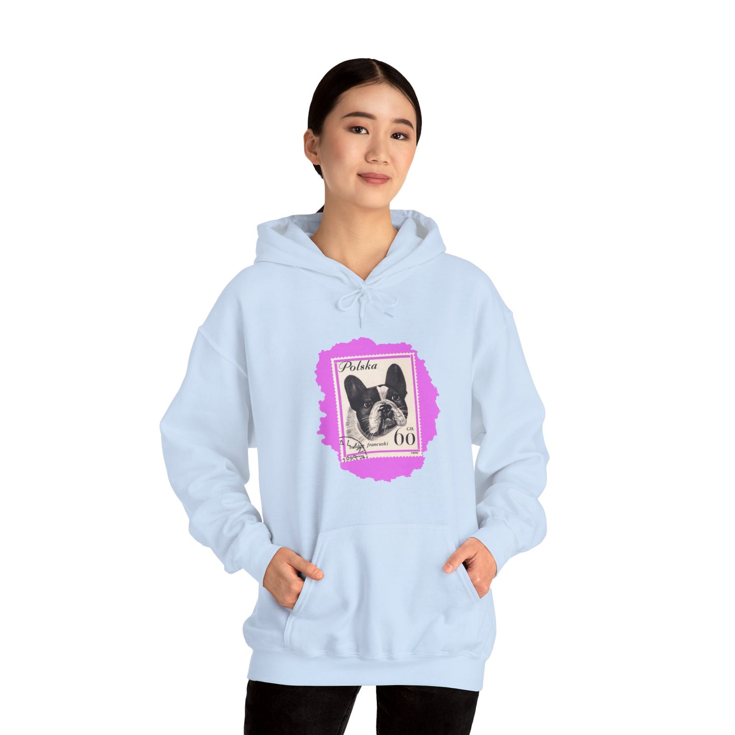 Bulldog Hoodie Pink StampArt Sweatshirt