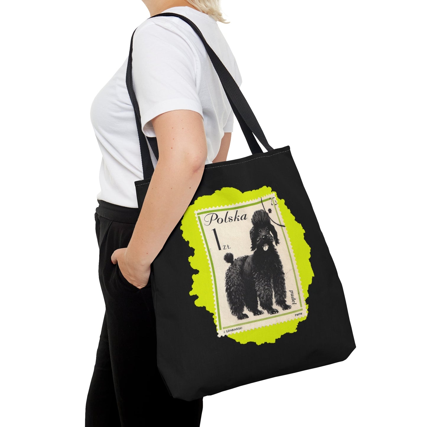 Poodle Stampart Black Tote Bag Bags