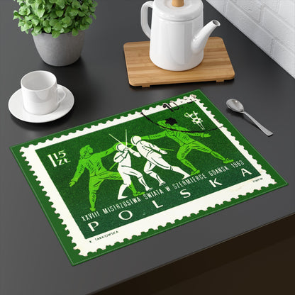 Fencing 1963 Poland Placemat 18 × 14 Home Decor