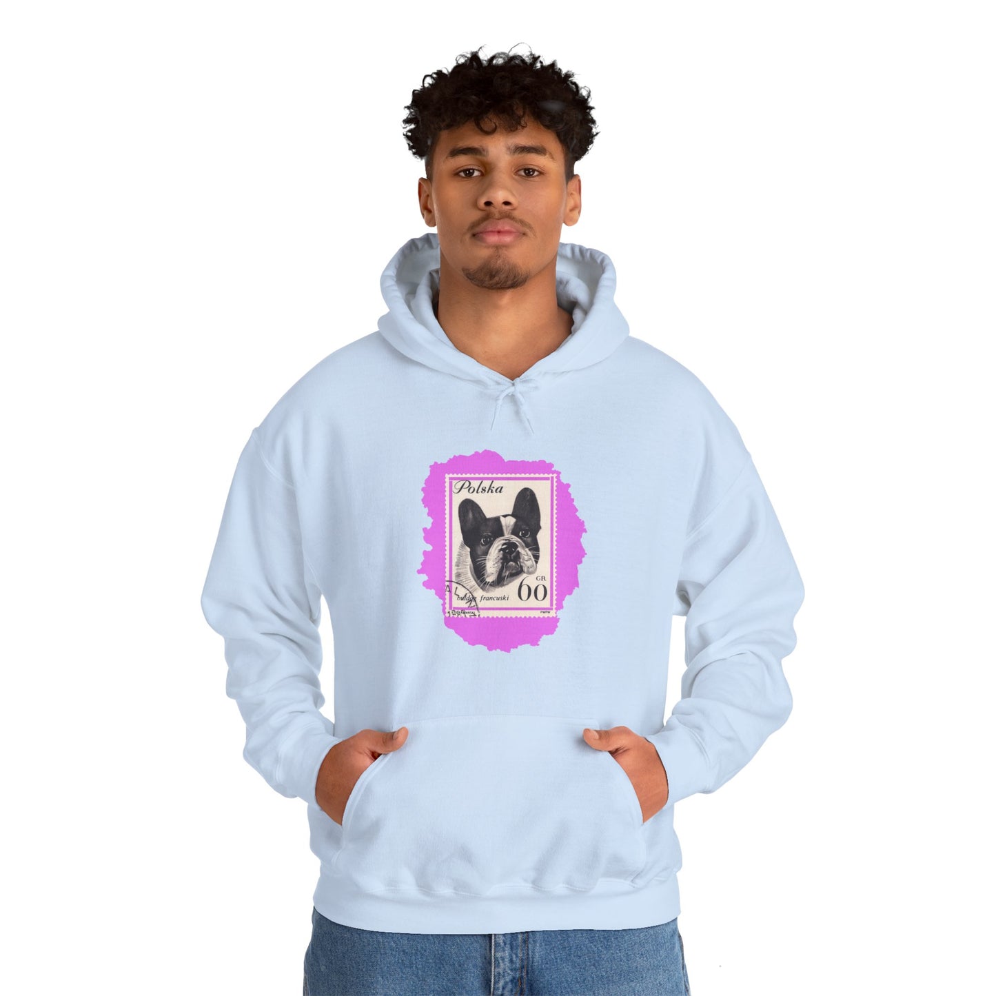 Bulldog Hoodie Pink StampArt Sweatshirt