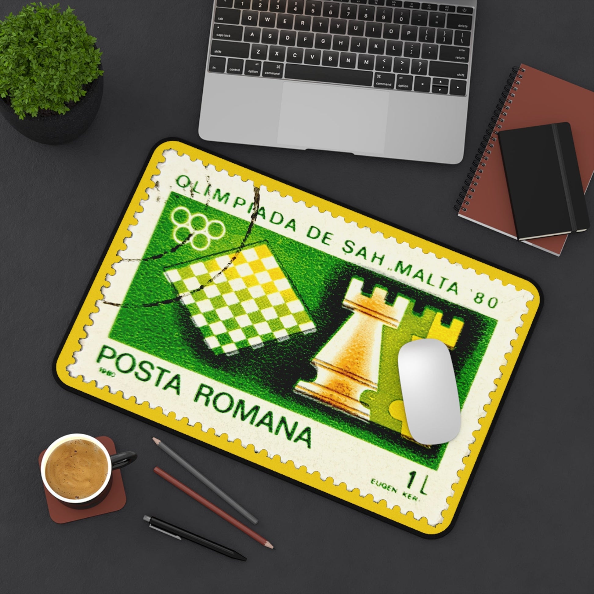 Chess Romania 1975 Yellow Mousepad Home Decor