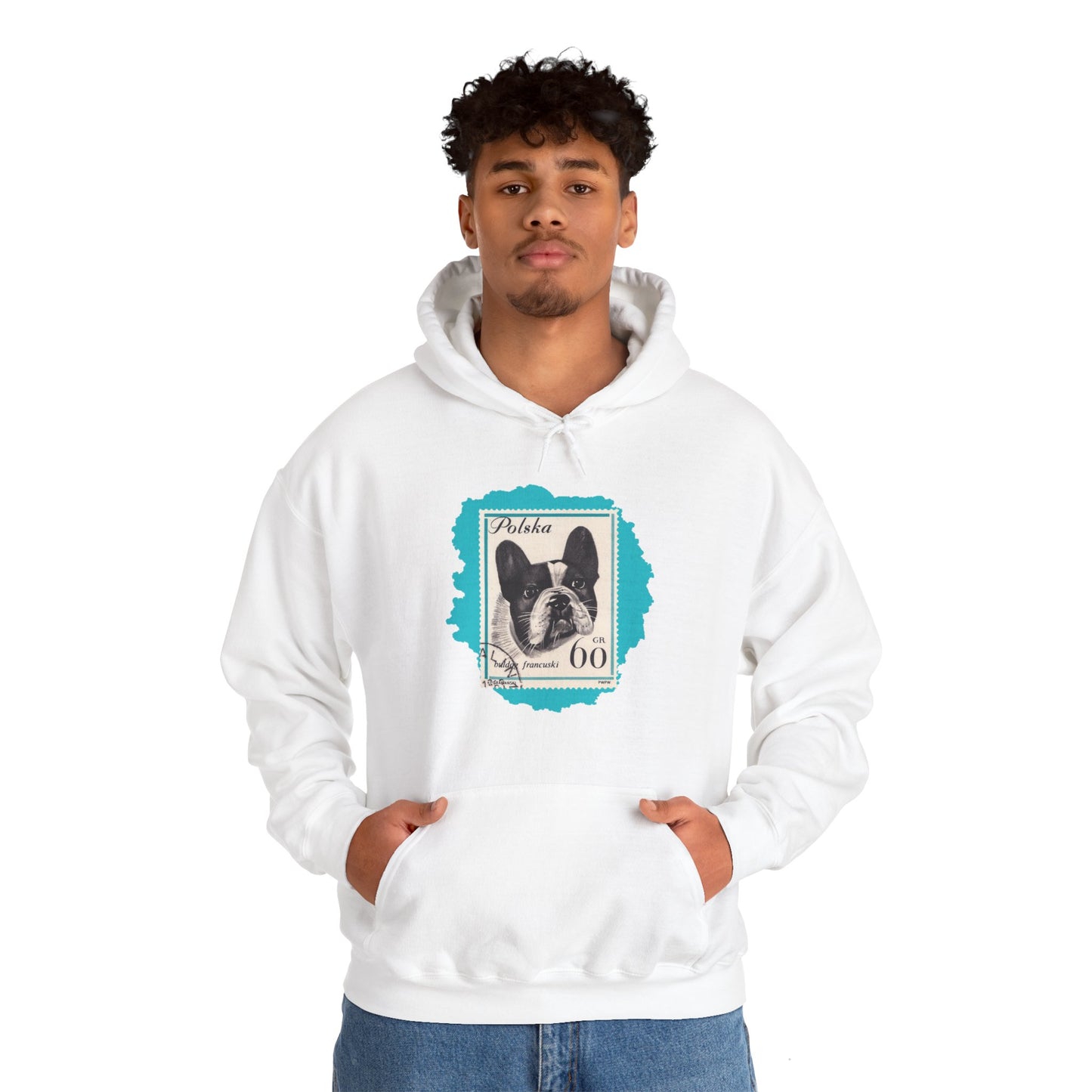 Bulldog Hoodie Blue StampArt Sweatshirt