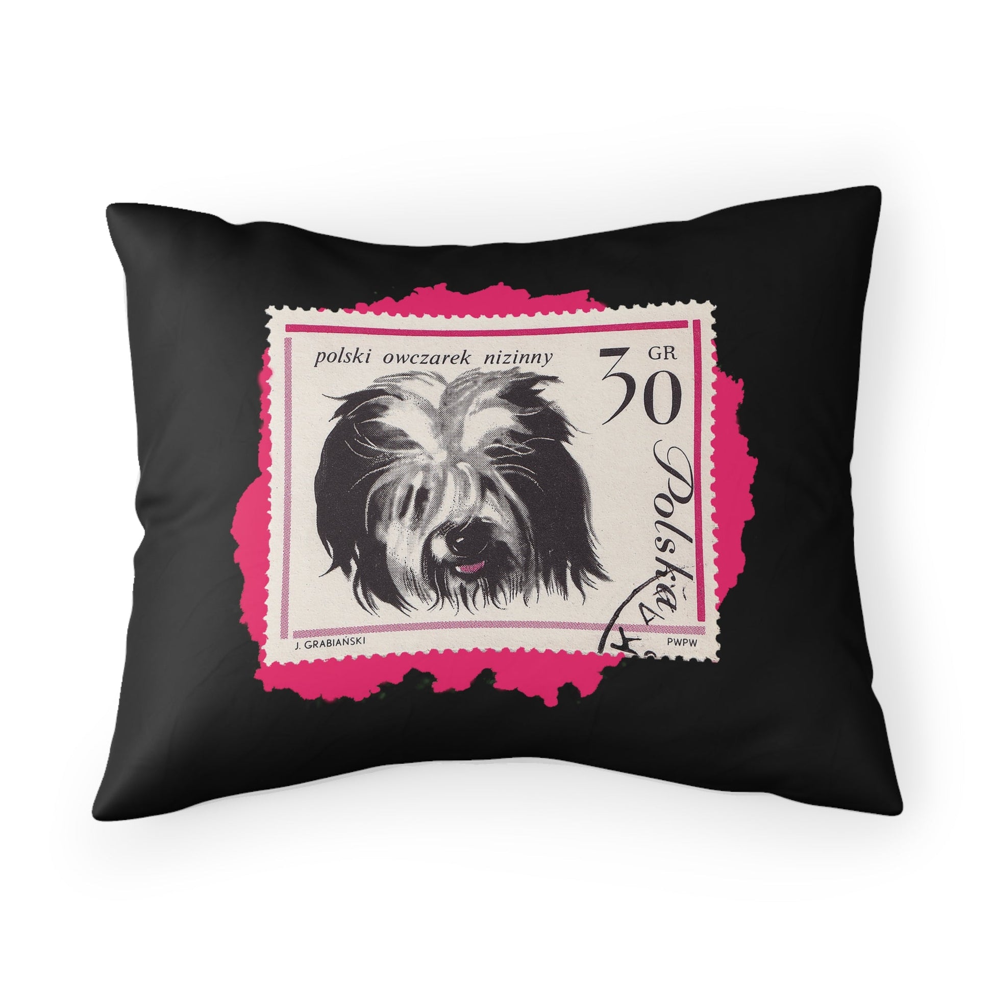 Sheepdog Stampart Black Pillow Case 26 X 20 Home Decor