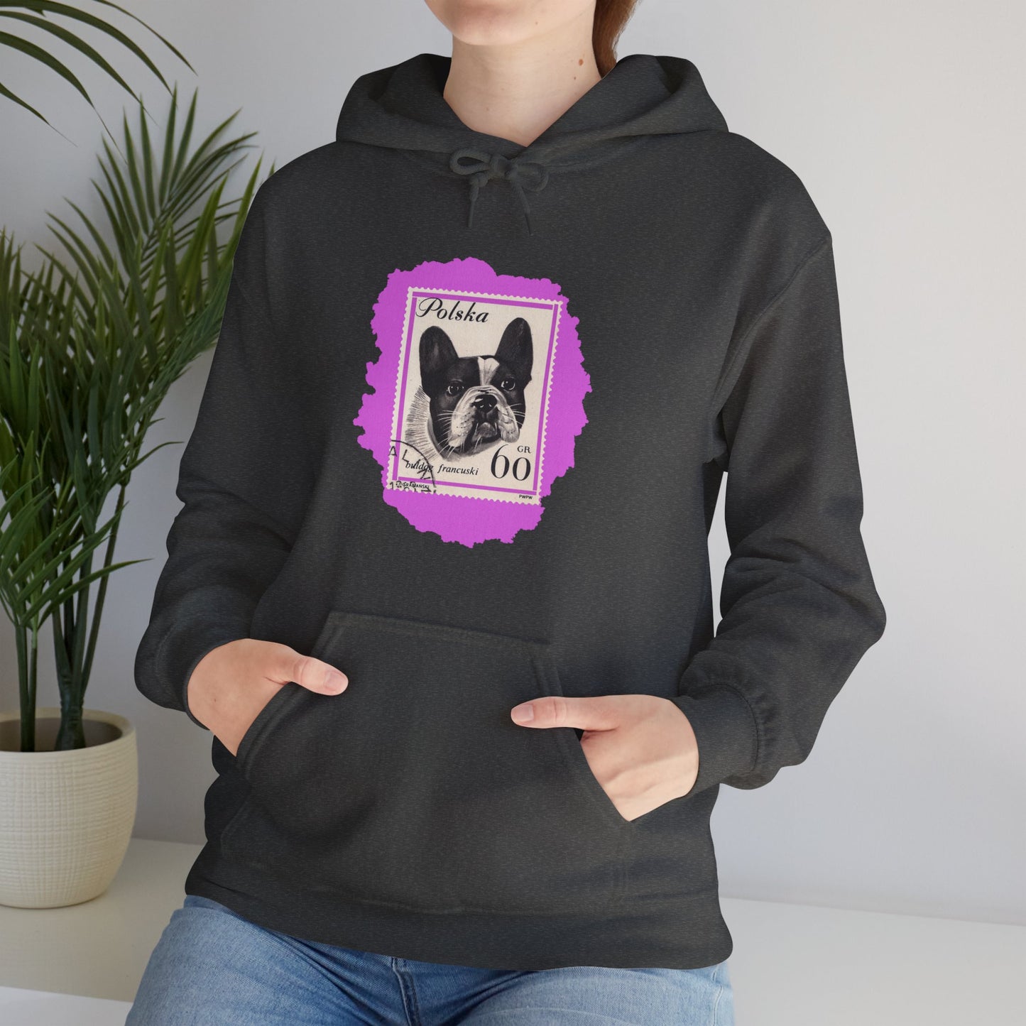 Bulldog Hoodie Pink StampArt Sweatshirt