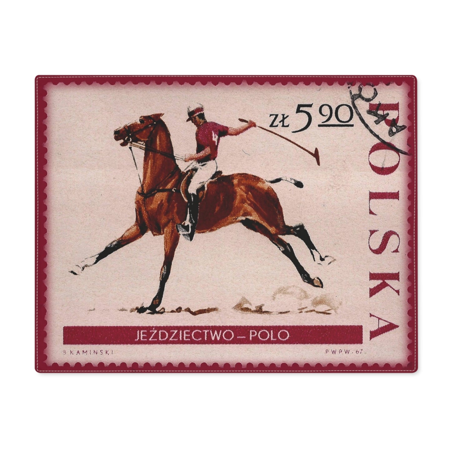 Horse Riding Poland 1967 Red Placemat Home Decor