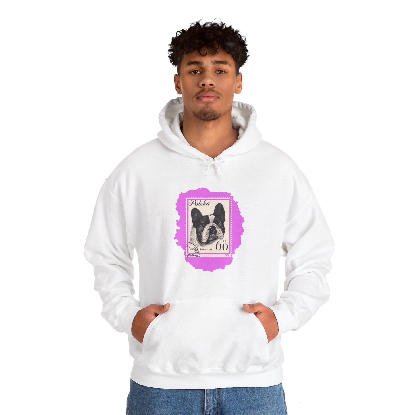 Bulldog Hoodie Pink StampArt Sweatshirt