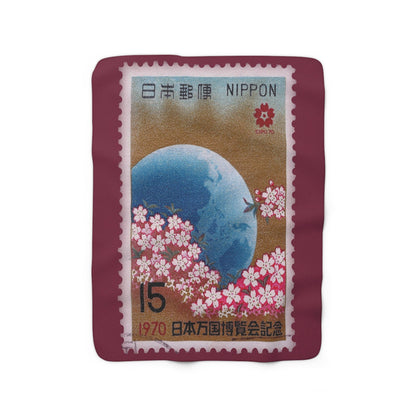 Cherry Blossom Japan 1970 Fleece Blanket Home Decor