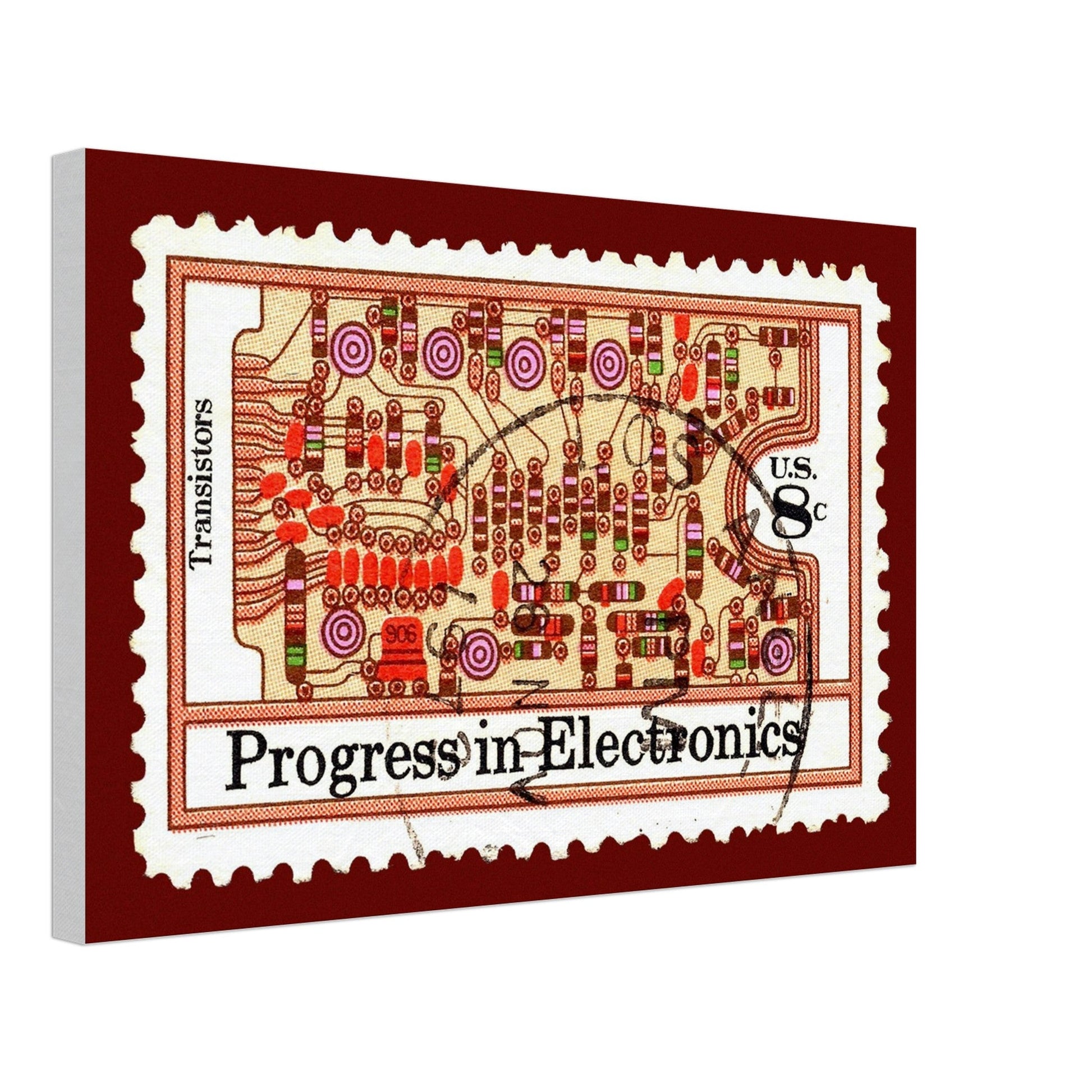 Progress In Electronics Transistors 1973 Dard Red Canvas Print Material