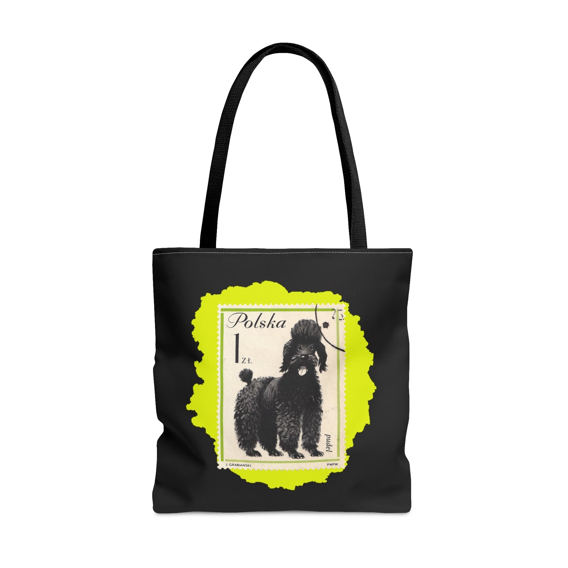 Poodle Stampart Black Tote Bag Large Bags