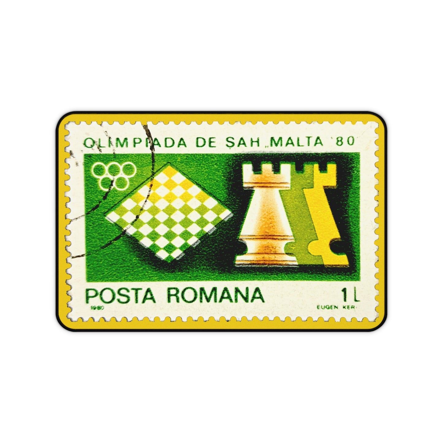 Chess Romania 1975 Yellow Mousepad 12 × 18 Home Decor