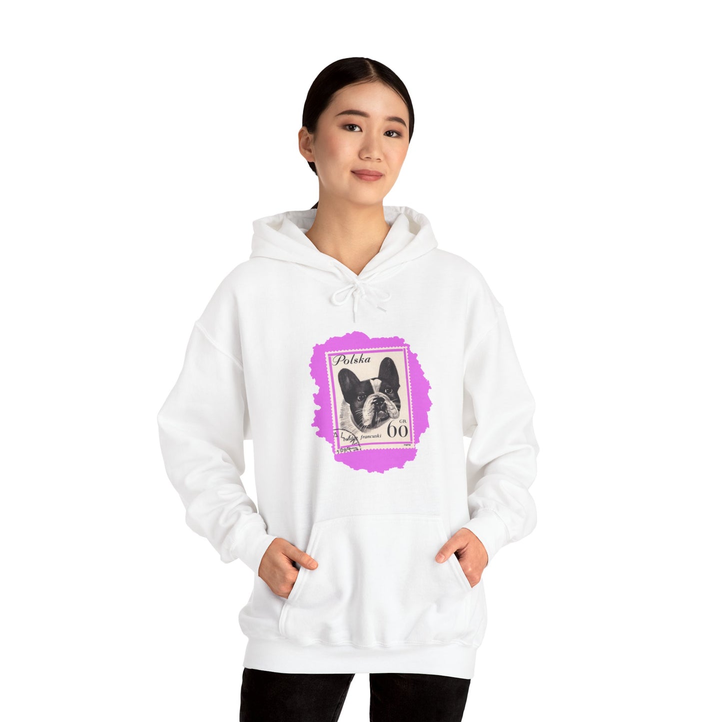 Bulldog Hoodie Pink StampArt Sweatshirt