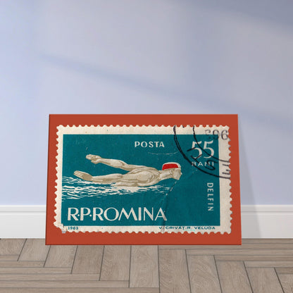 Swimming Romania 1963 Orange Canvas Print Material