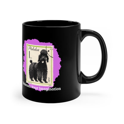 Poodle StampArt Black Coffee Mug, Pink