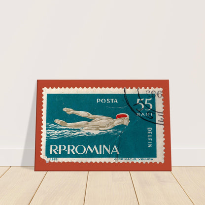 Swimming Romania 1963 Orange Canvas Print Material