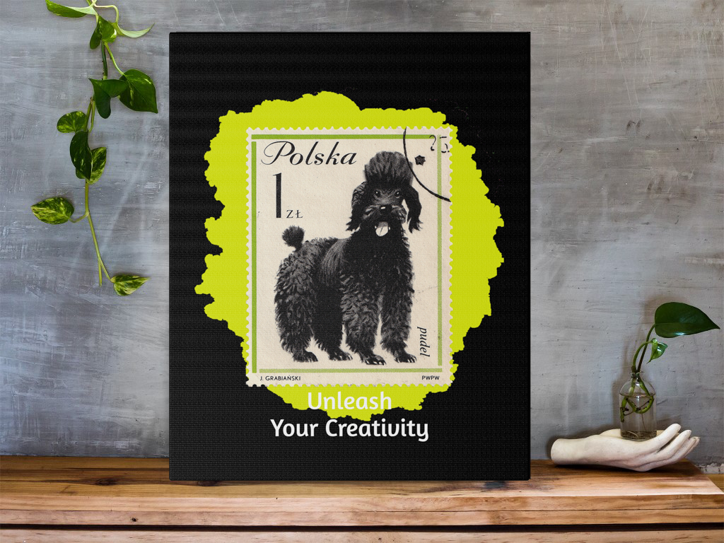 Poodle Inspiration StampArt Black Canvas