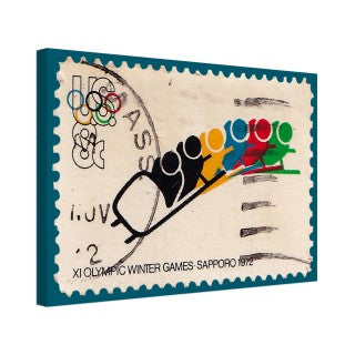 Bobsleigh, 1972 Olympics, Blue Canvas Print