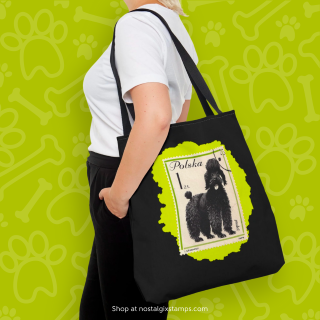 Poodle StampArt Black Tote Bag