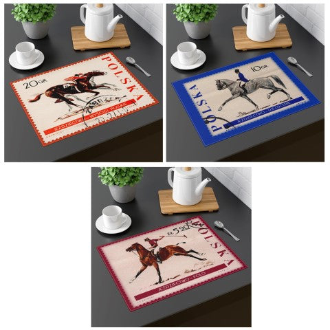 Horse Riding Poland 1967 Set Of 3 Placemats Home Decor