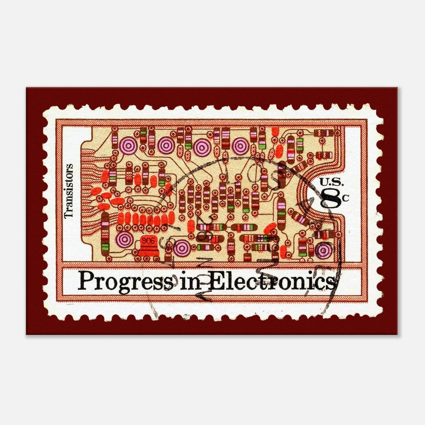 Progress In Electronics Transistors 1973 Dard Red Canvas Print Material