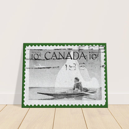 Canoe Canda 1955 Green Canvas Print Material