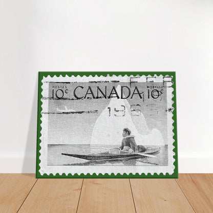 Canoe Canda 1955 Green Canvas Print Material