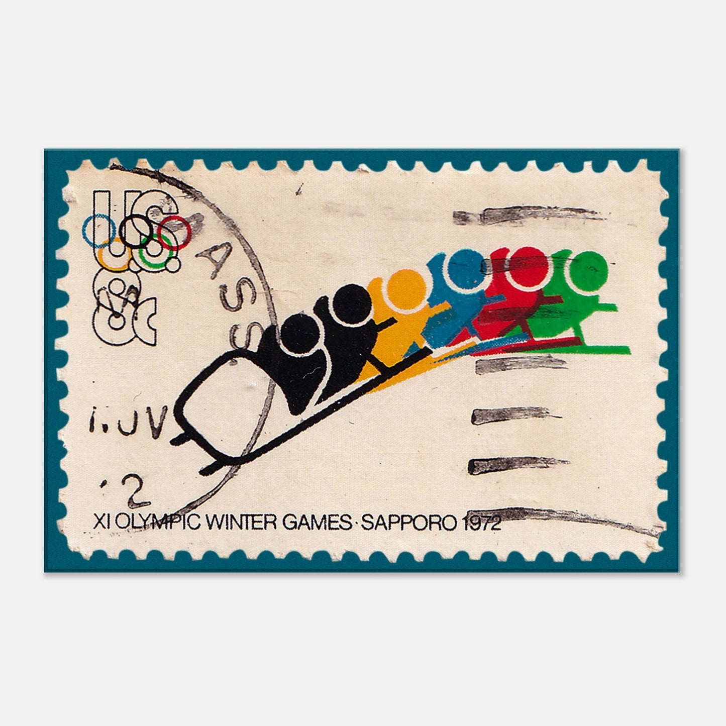 Bobsleigh 1972 Olympics Blue Canvas Print Material