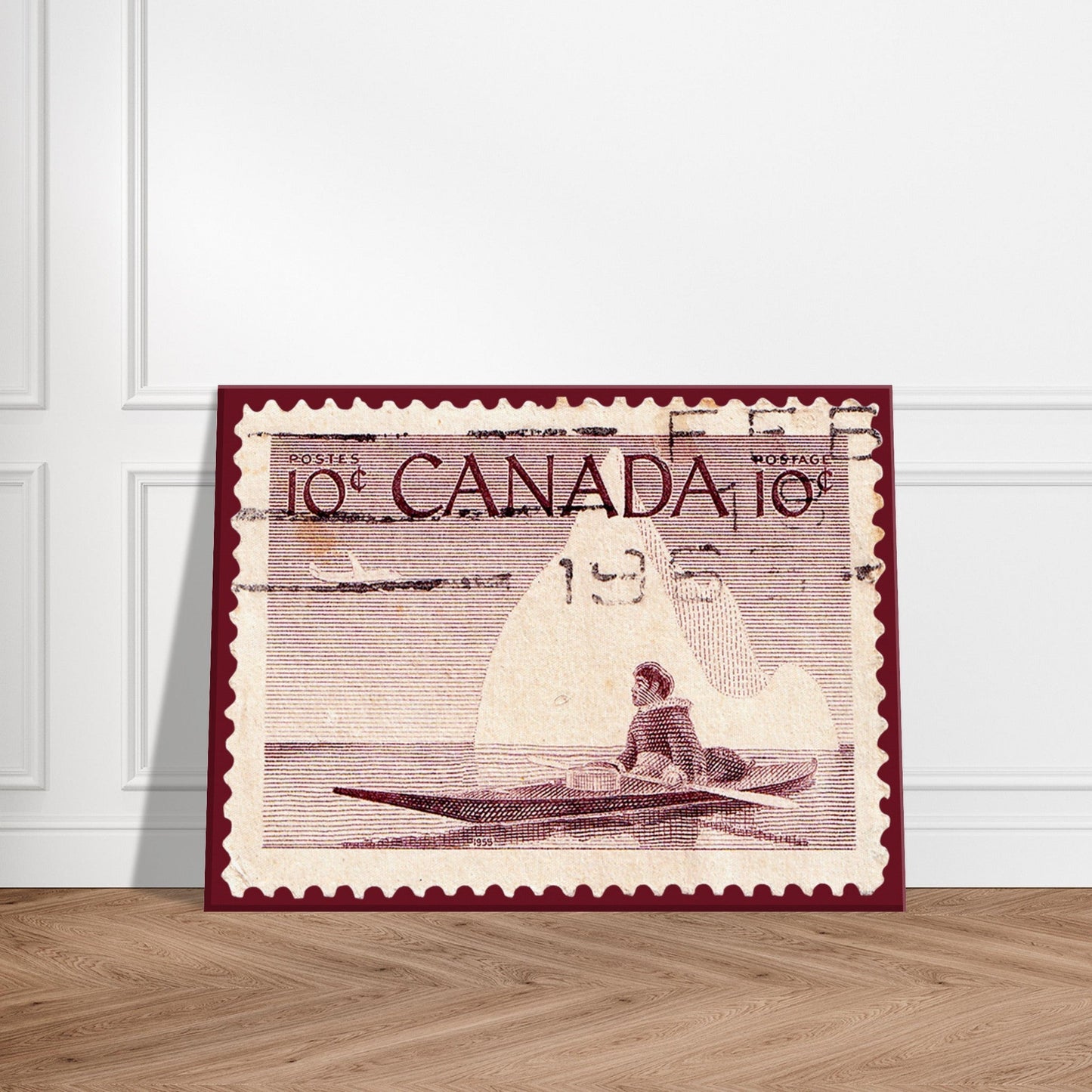 Canoe Canda 1955 Red Canvas Print Material